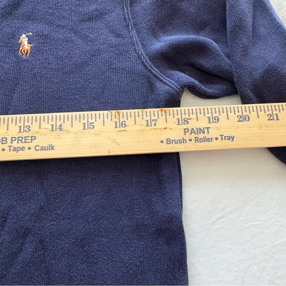 Polo Ralph Lauren Sweater Mens Large Blue Pullover Quarter Zip Yellow Pony - Picture 10 of 11